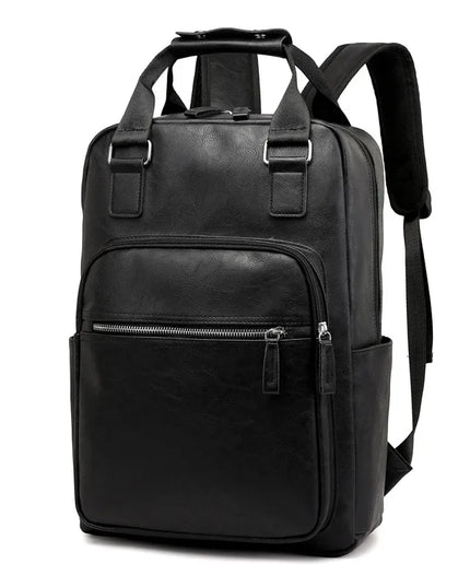 Schwarzer Leder Rucksack für Laptop (15.6 Zoll) & Arbeit