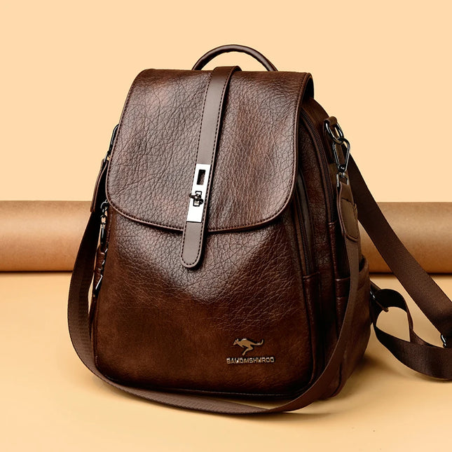 Vielseitiger Lederrucksack Damen: Rucksack & Schultertasche 2-in-1