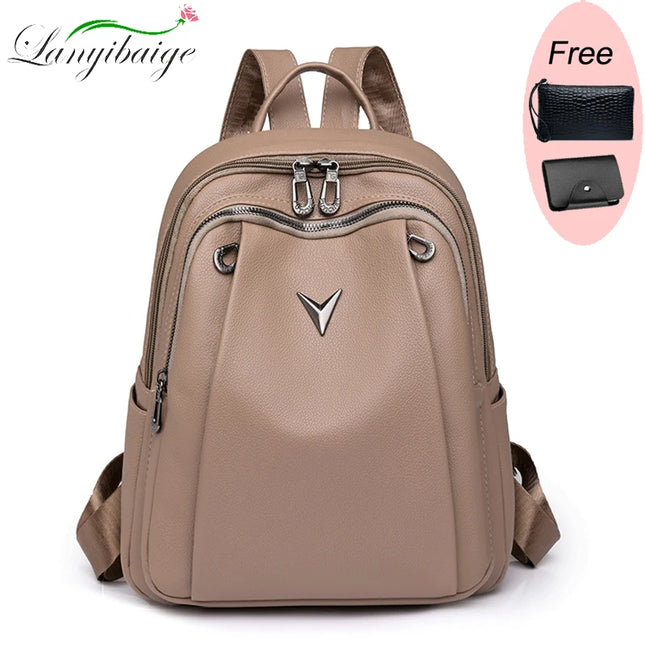 Großer Leder Rucksack für Damen – Vintage Stil für Uni & Reise
