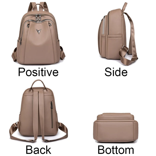 Vintage Lederrucksack Damen – Großes Hauptfach für Alltag & Reise