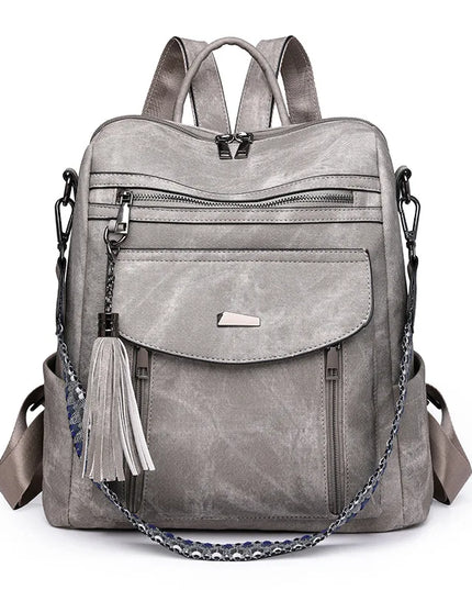 Damen Lederrucksack Retro: Wasserdicht, Diebstahlsicher, Groß, Quasten