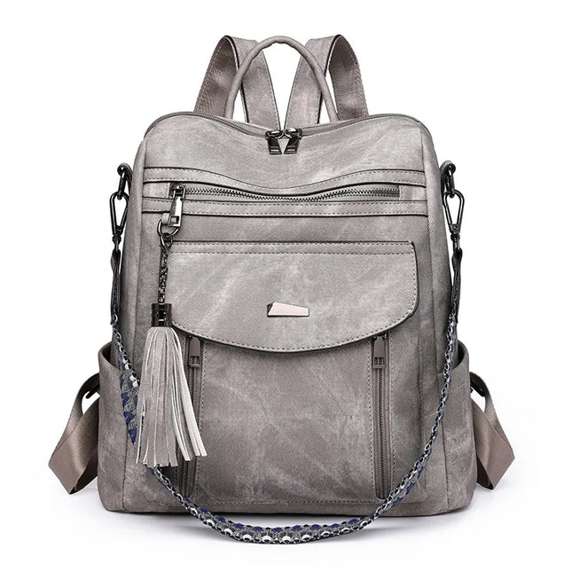 Damen Lederrucksack Retro: Wasserdicht, Diebstahlsicher, Groß, Quasten