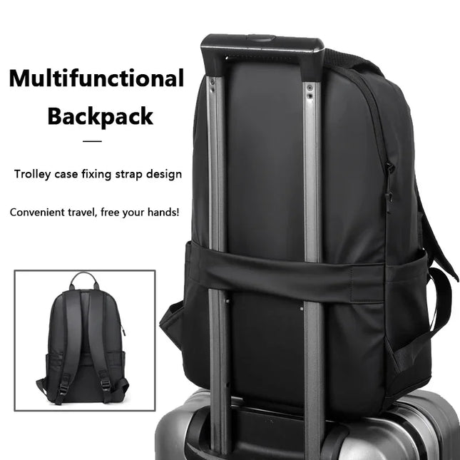 Schwarzer Leder Rucksack für Herren & Teenager | Laptopfach 15.6"