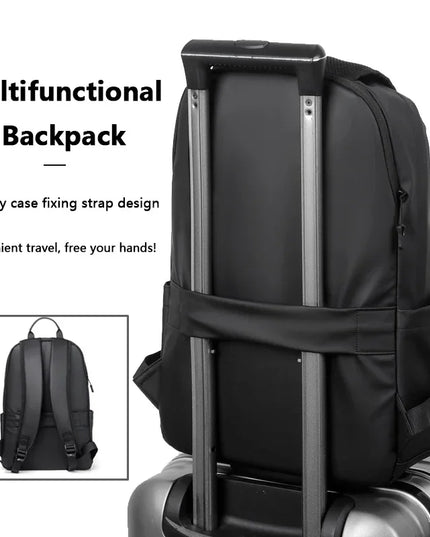 Schwarzer Lederrucksack für Herren & Teenager mit Laptopfach 15.6 Zoll