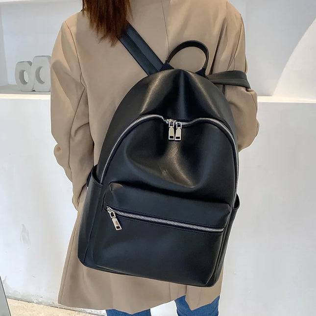 Damen Leder Rucksack Schwarz 2024 – Groß & Vielseitig für Uni & Reise