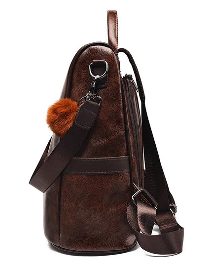 Vintage Leder Rucksack Damen – Schultertasche mit Diebstahlschutz
