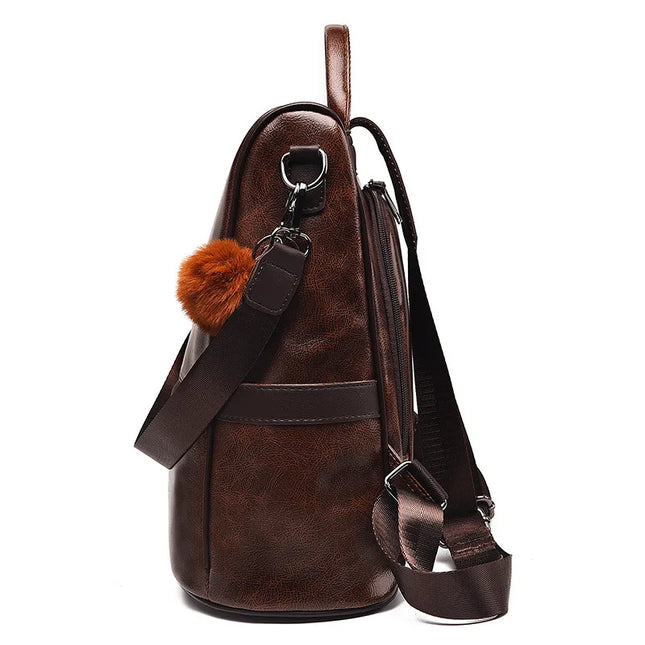 Vintage Lederrucksack für Damen – Stilvoll & Diebstahlsicher