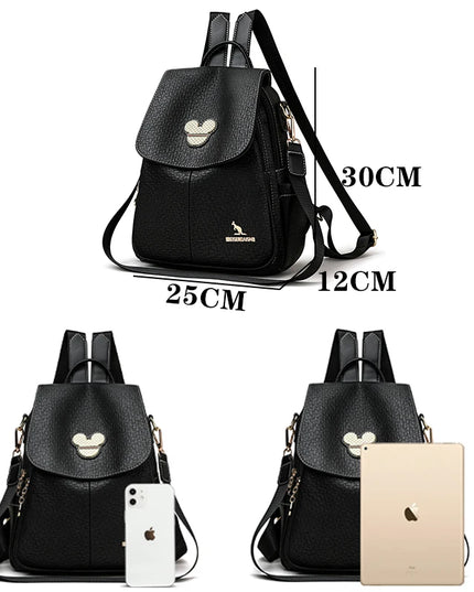 Eleganter Leder Rucksack für Damen: Schule, Reise & Freizeit
