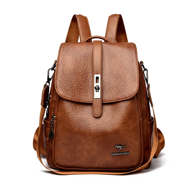 Vielseitiger 2-in-1 Lederrucksack für Damen – Rucksack & Schultertasche