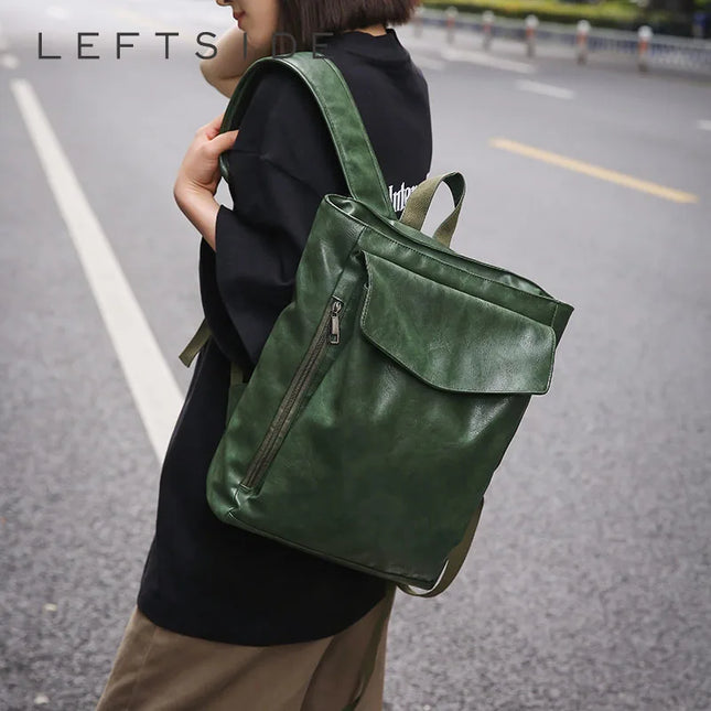 Vintage Lederrucksack Damen Grün – Groß für Reise & Alltag