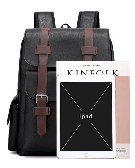 Herren Leder Rucksack für Laptop & Schule – Schwarz & Braun