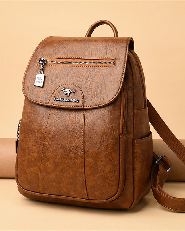 Schwarzer Leder Rucksack für Damen – Groß, weich & vielseitig