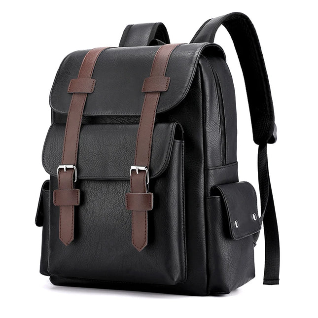 Herren Leder Rucksack für Laptop & Schule – Schwarz & Braun