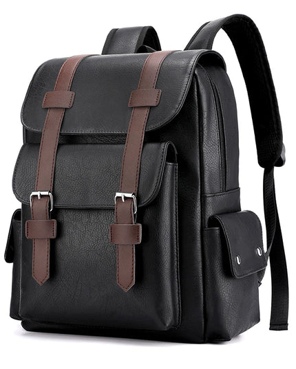 Rucksack im Leder-Look für Herren – Laptopfach, Schwarz & Braun