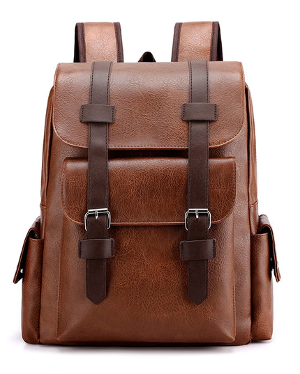 Rucksack im Leder-Look für Herren – Laptopfach, Schwarz & Braun