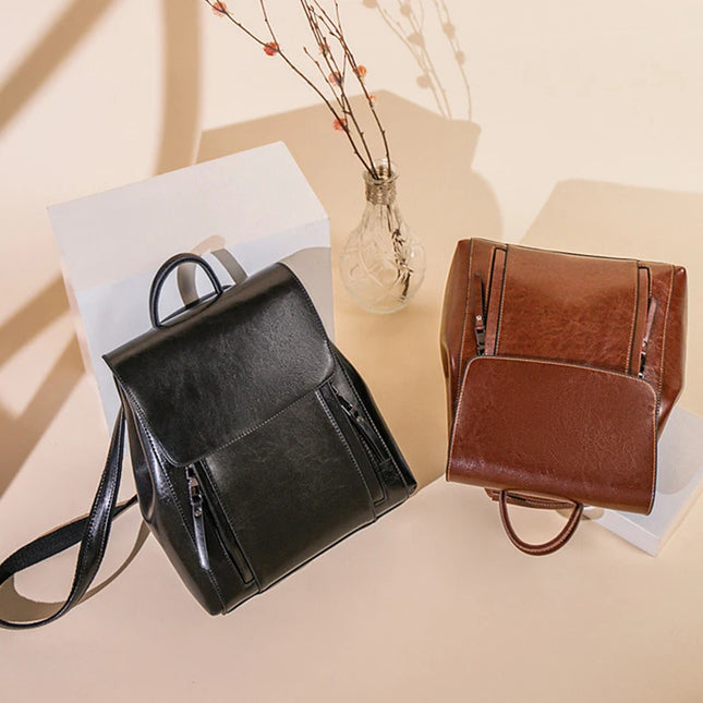 Leder Rucksack Damen: Schultertasche & Laptopfach – Echtleder