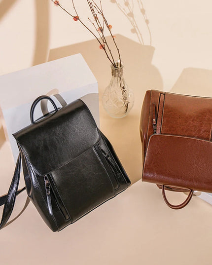 Vielseitiger Lederrucksack für Damen – Schultertasche & Umhängetasche
