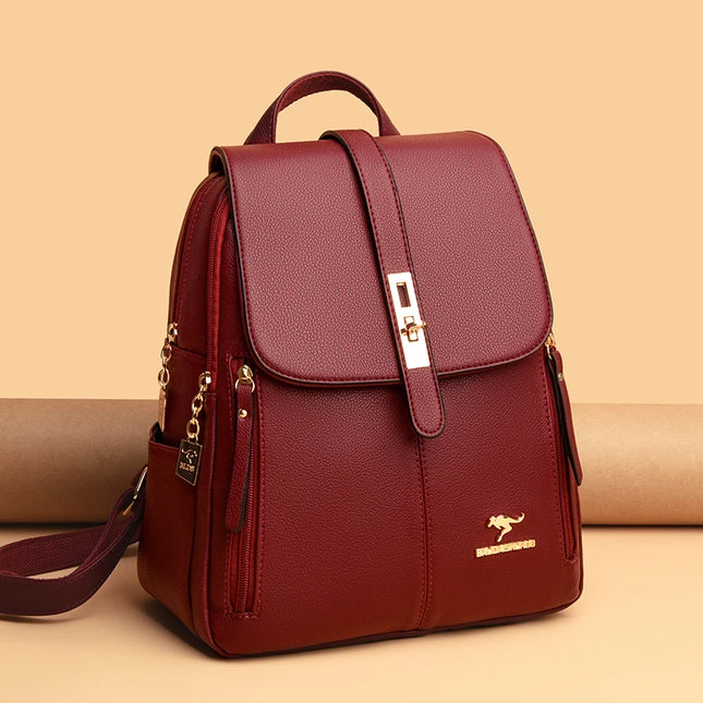Eleganter Lederrucksack Schwarz für Damen – Vintage & Alltag