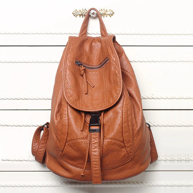 Damen Rucksack in Leder-Optik Schwarz – Groß & Praktisch