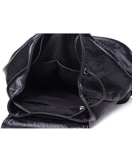 Damen Rucksack in Leder-Optik Schwarz – Groß & Praktisch
