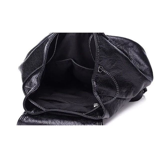 Schwarzer Leder Rucksack Damen – Großer Daypack & Reisetasche
