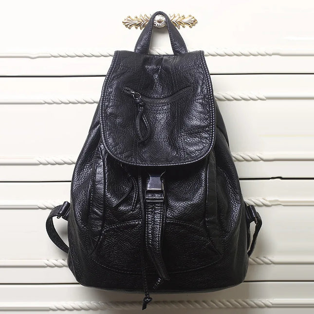 Weicher Leder Rucksack für Damen – Groß, Schwarz & Vielseitig