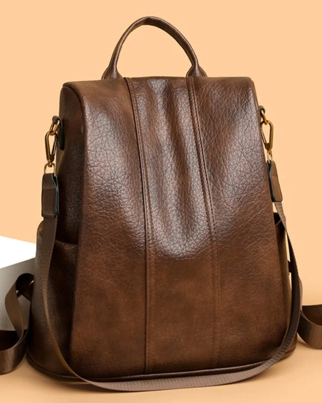 Geräumiger Anti-Diebstahl Lederrucksack für Damen – Reise & Alltag
