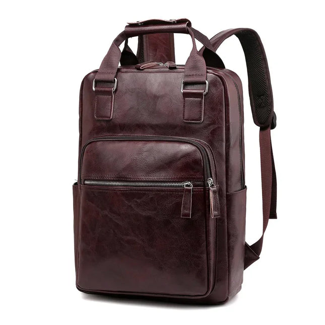 Schwarzer Rucksack in Leder-Optik für 15.6" Laptop & Business