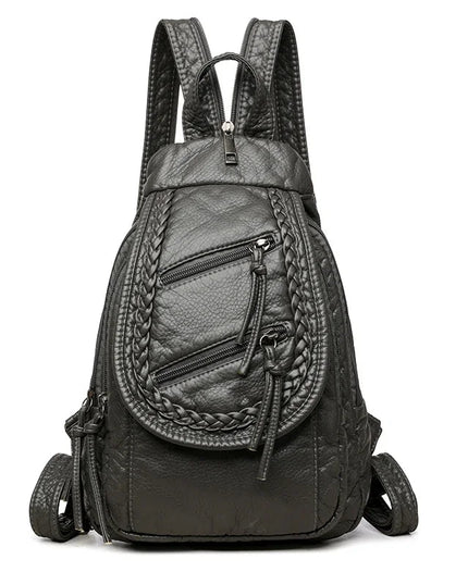 Weißer Damen Lederrucksack: Klein, praktisch, viele Fächer