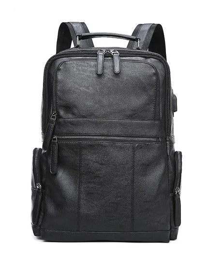 Robuster Herren Leder Rucksack Schwarz – Ideal für Reise & Alltag