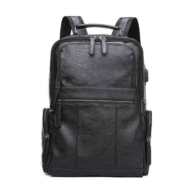 Robuster Herren Leder Rucksack Schwarz – Ideal für Reise & Alltag