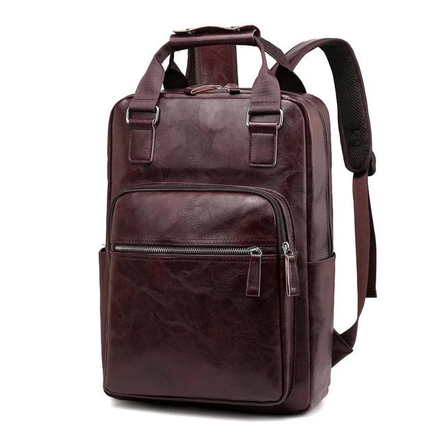 Schwarzer Rucksack in Leder-Optik für 15.6" Laptop & Business