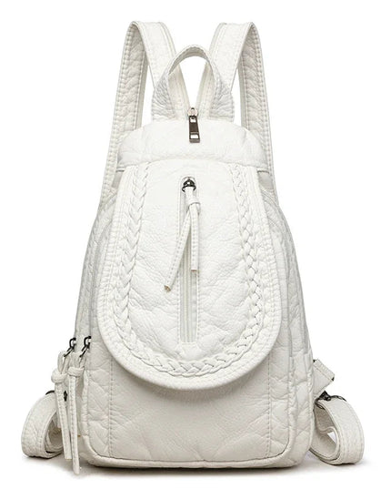 Kleiner weißer Lederrucksack für Damen – praktisch & vielseitig