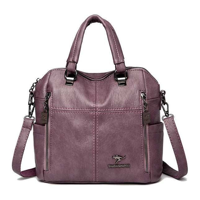 Vielseitiger Lederrucksack für Damen – Schultertasche & Reisetasche