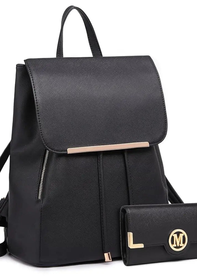 Miss Lulu Kunstleder Rolltop Rucksack für Damen – Stadt & Schule