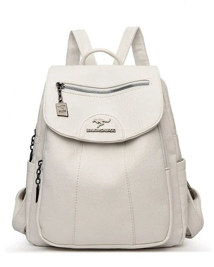 Schwarzer Lederrucksack für Damen - Weich, Groß für Schule & Freizeit