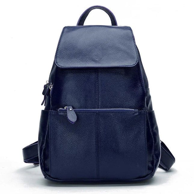 Stilvoller Damen Lederrucksack: Schwarz-Weiß, Diebstahlschutz, Groß