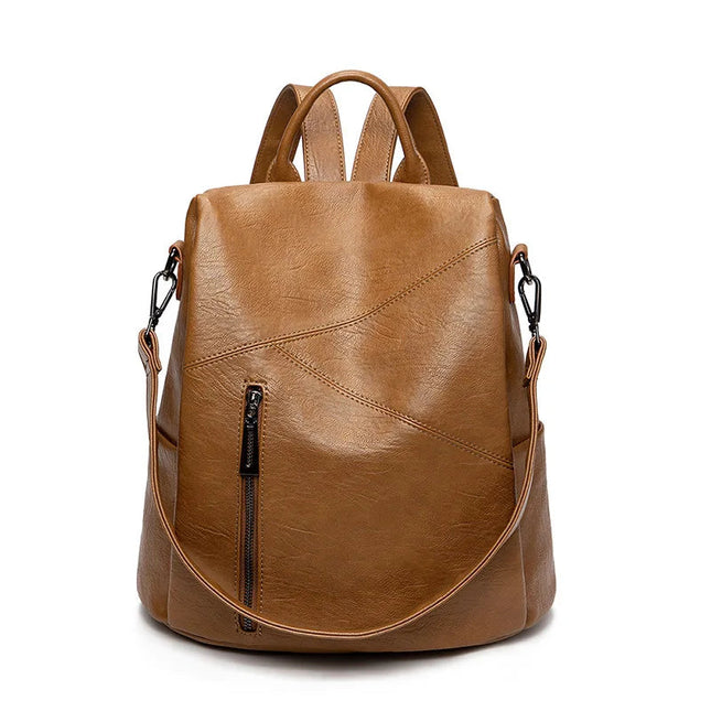 Damen Leder Rucksack Patchwork: Kalbsleder & Anti-Diebstahl