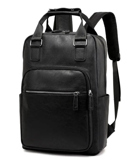 Schwarzer Leder Rucksack für Laptop (15.6 Zoll) & Arbeit