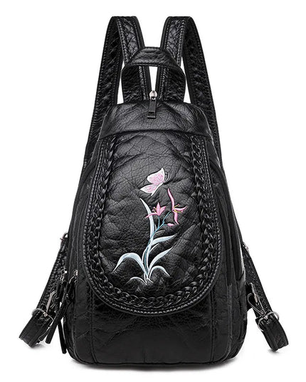 Weicher Lederrucksack für Damen – Klein, bestickt & ideal für Reisen