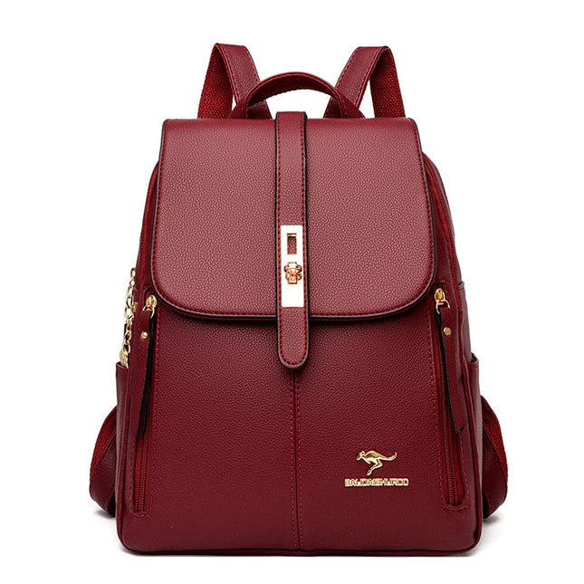 Schwarzer Lederrucksack für Damen – Vintage Stil & Alltagsbegleiter