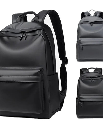 Schwarzer Leder Rucksack für Herren & Teenager | Laptop-Fach