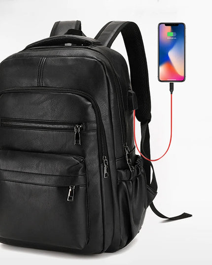 Leder Rucksack mit USB-Ladefunktion & Laptopfach für Herren