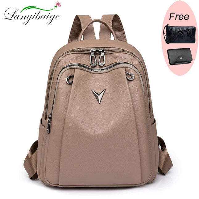 Vintage Lederrucksack Damen – Großes Hauptfach für Alltag & Reise