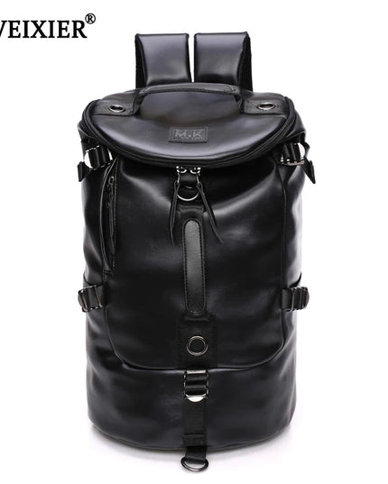 Vintage Bucket Lederrucksack Schwarz für Herren & Alltag
