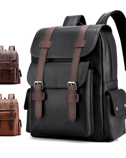 Leder Rucksack für Herren | Großer Laptop-Rucksack Schwarz/Braun