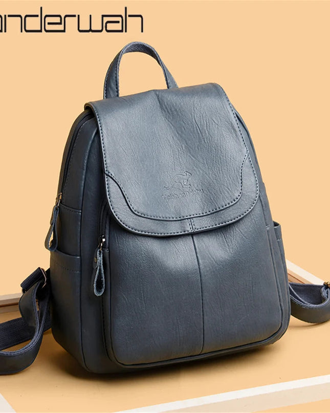 Vintage Leder Rucksack für Damen – Groß, robust & vielseitig