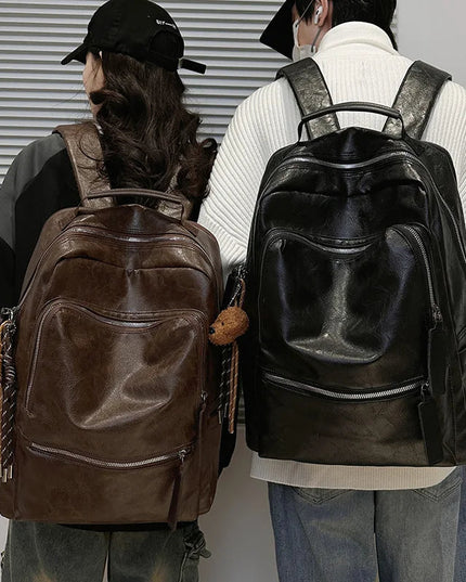 Retro Lederrucksack für Damen – Groß, Reise & Laptopfach