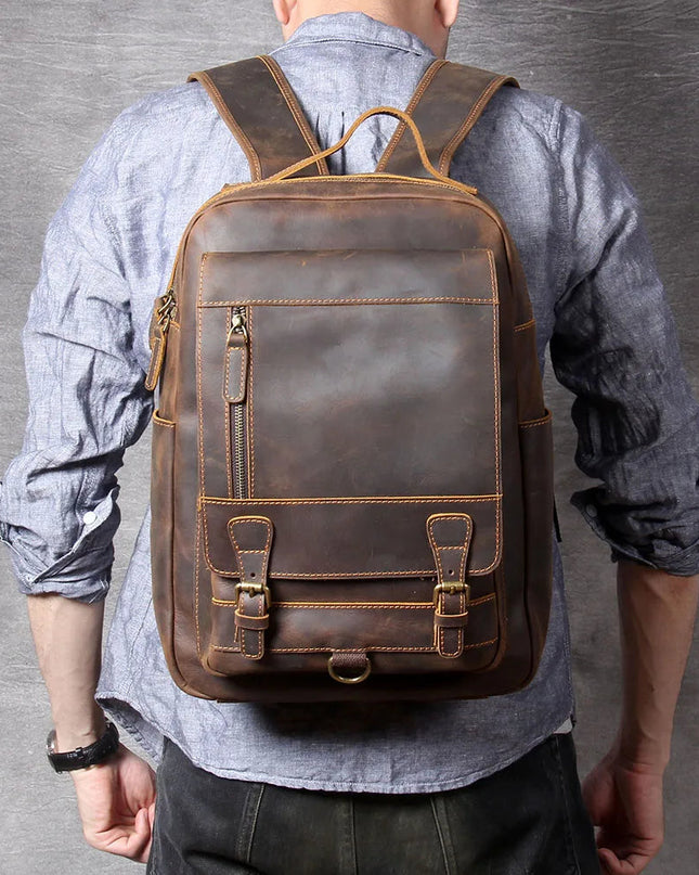 Vintage Leder Rucksack für Laptop & Reisen | Crazy-Horse Leder