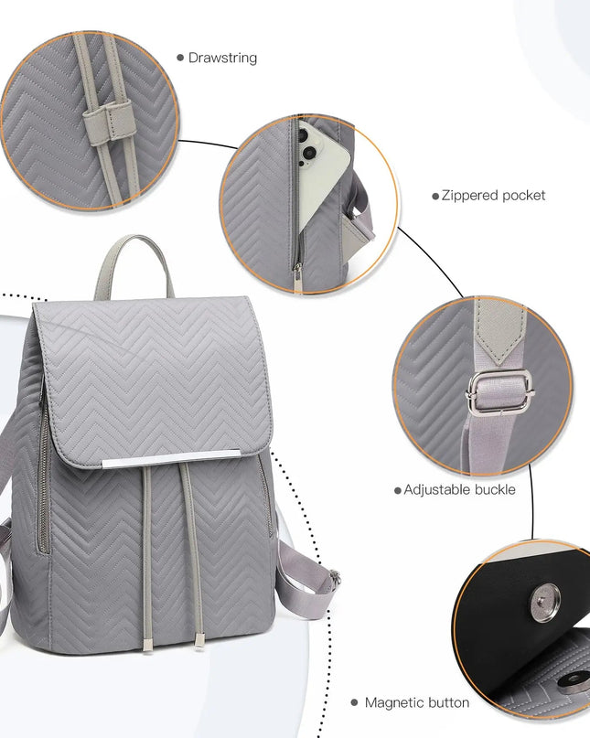 Miss Lulu Damen Lederrucksack – Eleganter Rolltop für Stadt & Schule